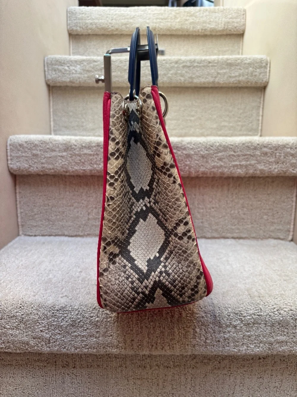 Christian Dior Diorissimo Tote in Hot Pink, Royal Blue & Python Pre-Owned